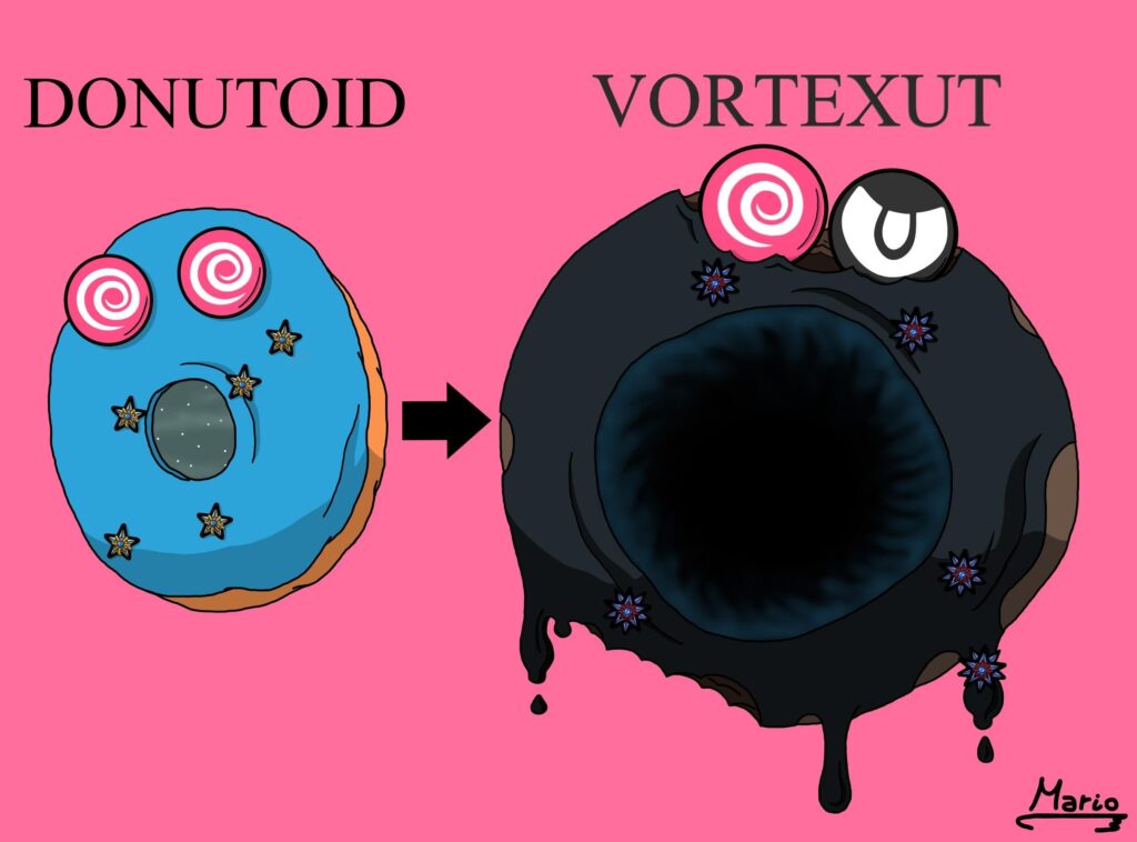 Fakemon: Donutoid and Vortexut.