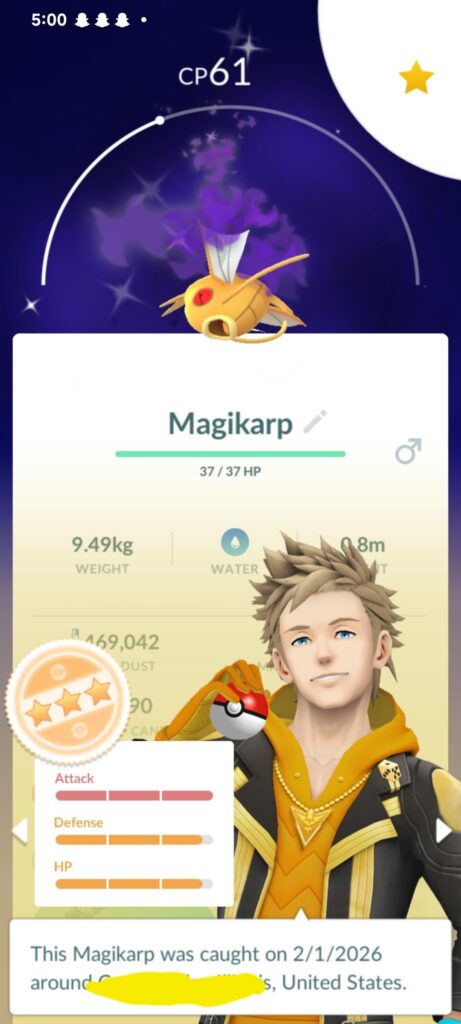 Got a nearly perfect shiny shadow Magikarp!