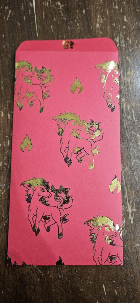 My wife made an Ekans envelope last year for the year of the snake. This year she made Ponyta for the year of the horse.