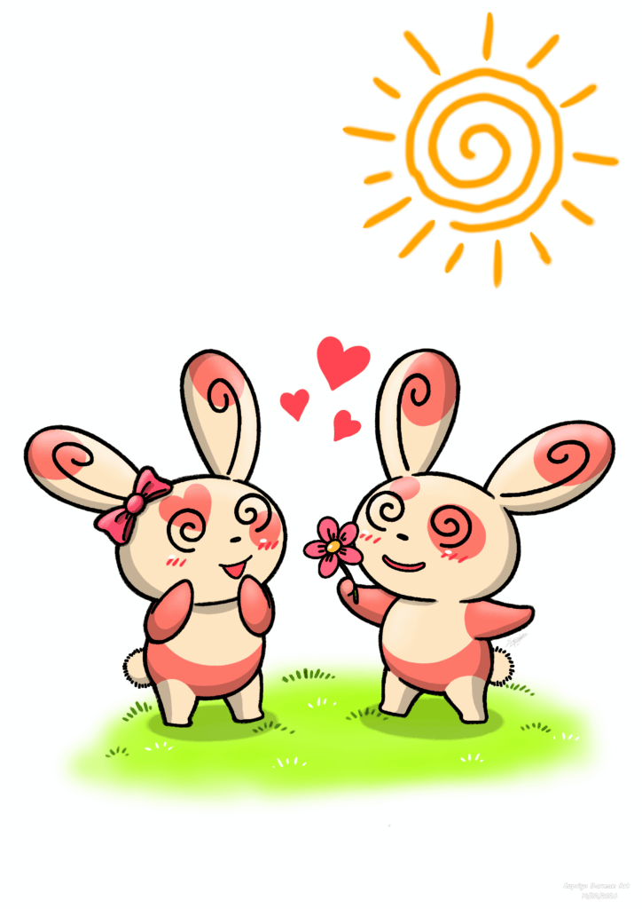 Spinda Pokemon illustration "Happy Valentine's Day" [OC]