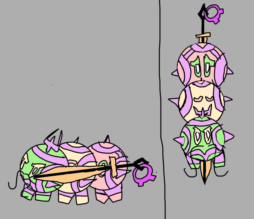 Meet the newly discovered, Fairy/Fighting type Convergent form Falinks, Dangalinks from the Kitikami Region based off Dango!