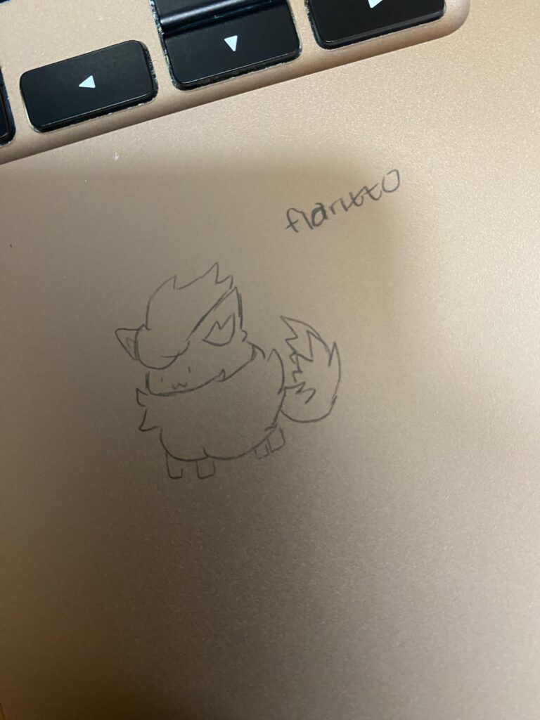 Lil doodle of ditto flareon on my laptop ☺️