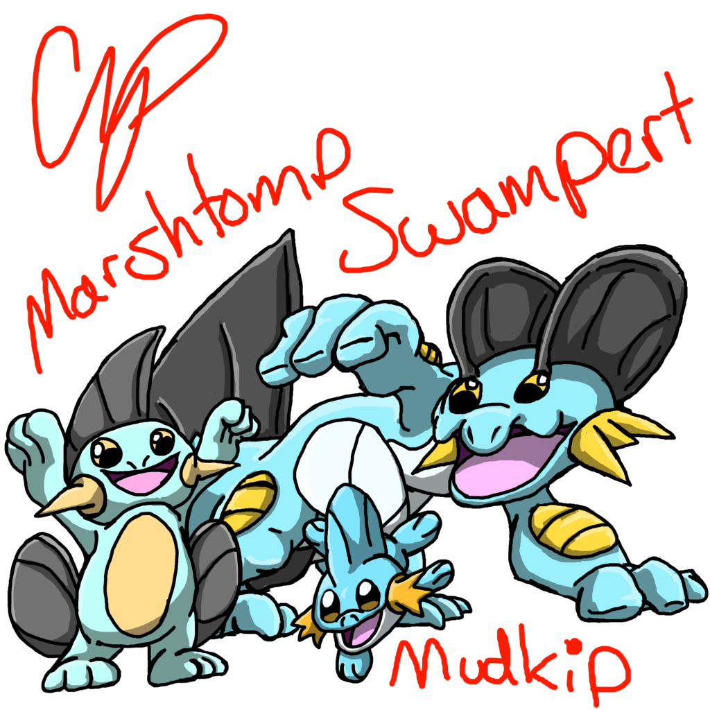 Mudkip, Marshtomp, and Sampert