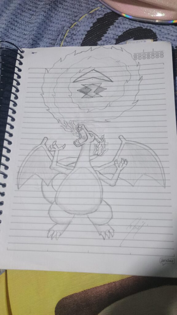 [OC] My drawing of Charizard that I did in a boring history class.