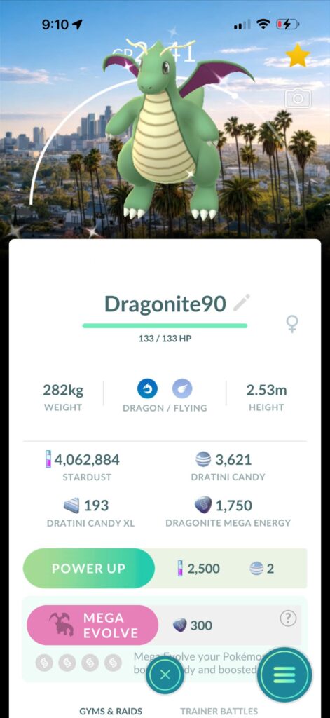 Shiny Dragonite with the LA Background!