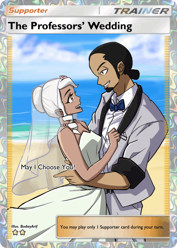 [OC] Valentine-Themed Pokémon Card for Two Professors. Any Other Pokémon Couples I Should Draw Next?