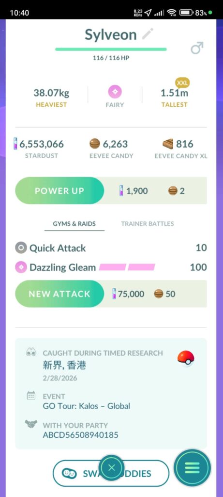 Sylveon caught during the event is not getting Last Resort or Psyshock