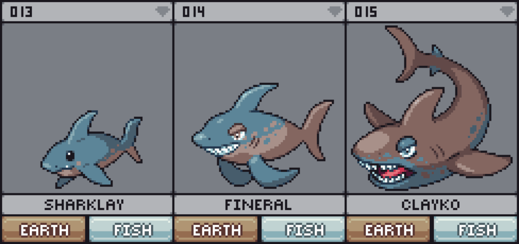 Clay shark starter fakemon line