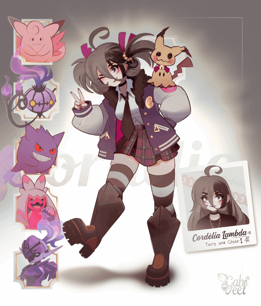 [OC] Cordélia, Fairy/Ghost trainer - Galar resident. Leon lover hihi - Art by me