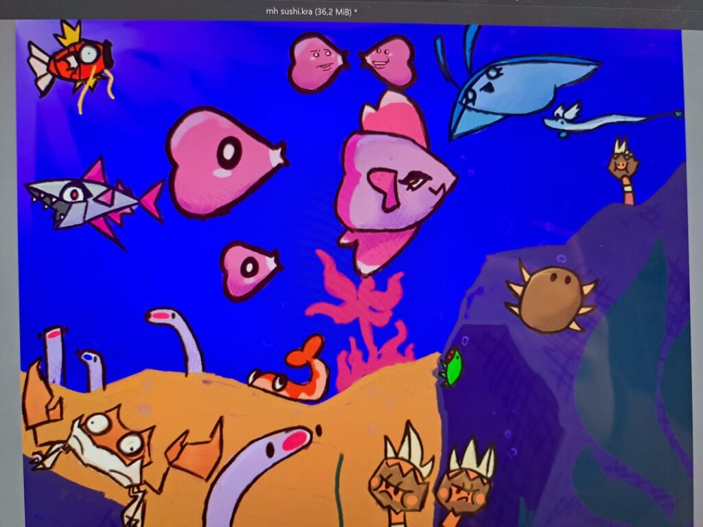 Finally got done with the thing.I think I got hungry midway, I saved it as "mhhh sushi"