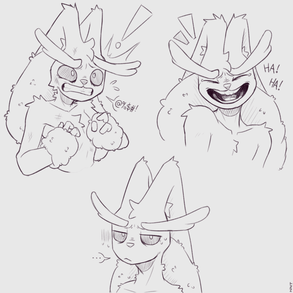 [OC] face and body expression studies with my lopunny oc