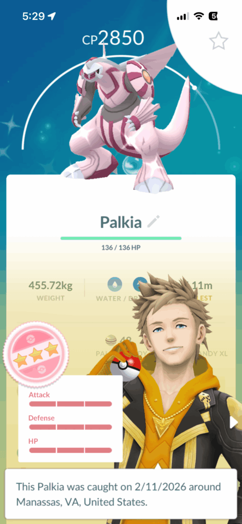 I hadn’t done any Palkia raids until now, but I’m glad I did one.