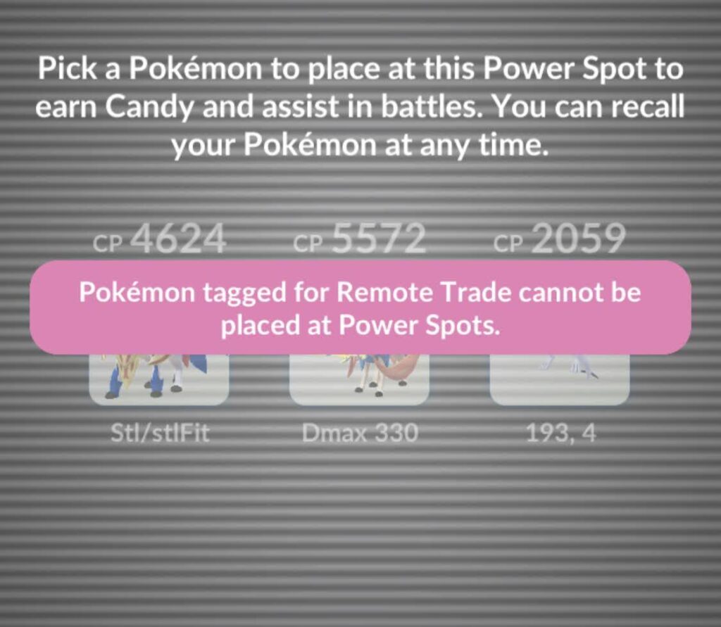 PSA - Don't tag Dynamax Pokemon for remote trade if you want to leave them behind at a power spot. Learned this the hard way today