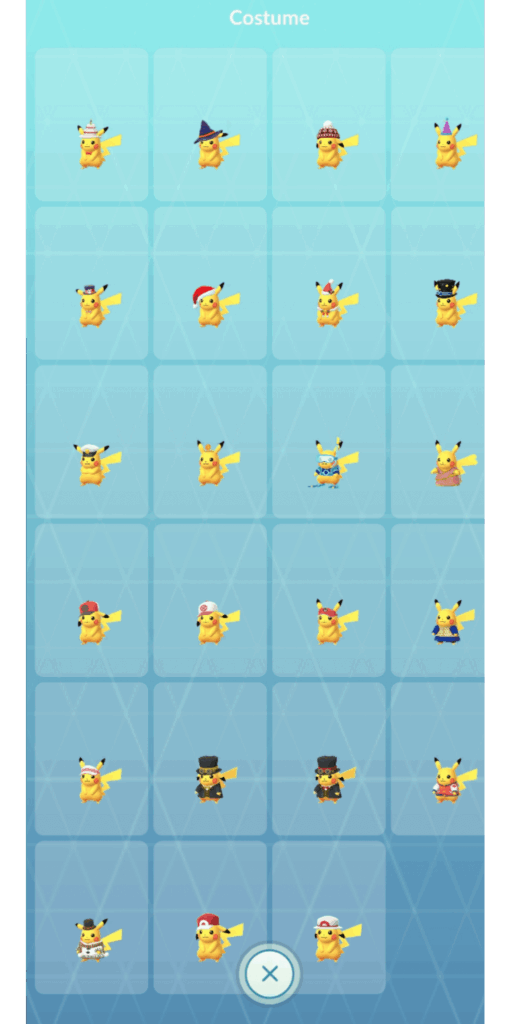 Pikachu all Costumes