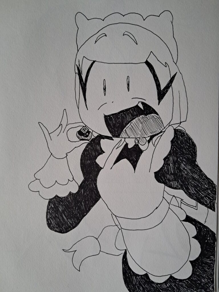 Lebanne eats a chocolate PokéPuff!