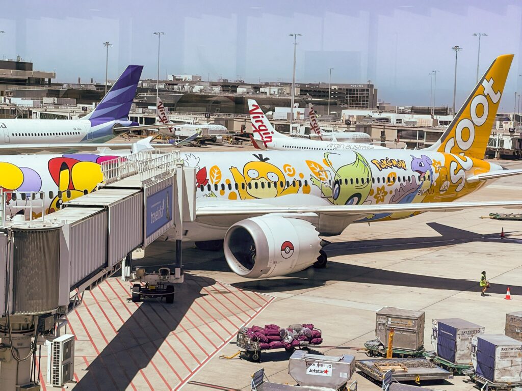 Pokemon themed plane at Melbourne Airport. Not a single Pokemon on it that can learn Fly? doomed.