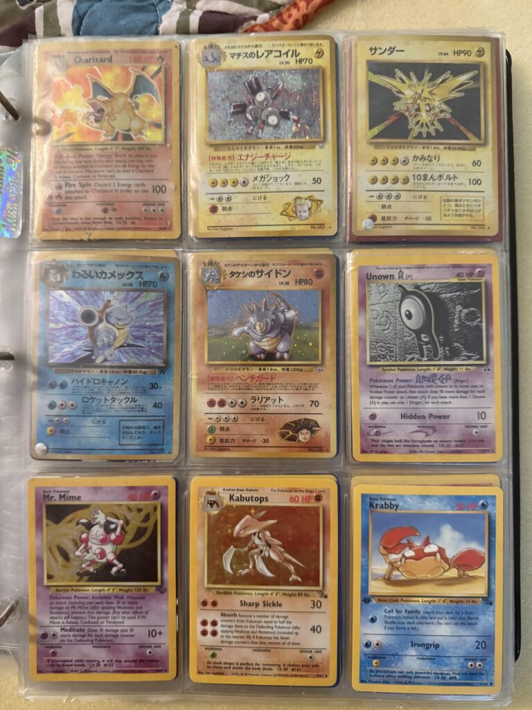 All original 90s era. Have been kept in closet and binder since childhood. Tried using tgc app but couldn’t get results. I would say they’re mostly fair to good conditions besides the blastoise (back is peeled). Wondering if I should hold onto longer or sell.
