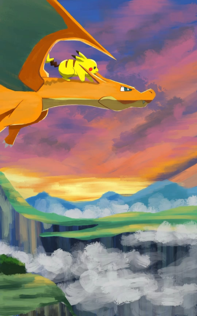 I drew Charizard (リザードン) and Pikachu (ピカチュウ)! - [OC]