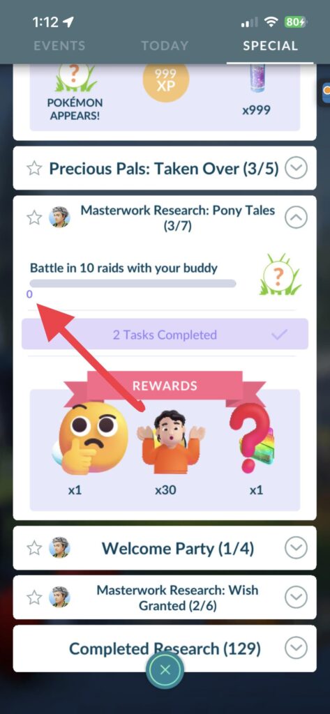 I completed 5 Raids with my Buddy active and walking around with me and also as a Pokémon selected in my Battle Party. Yet the Research hasn’t registered a single battle. Any suggestions?