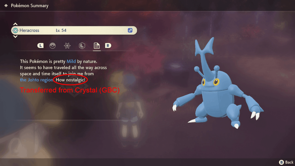 Today I learned that future games know if a Pokémon came specifically from a GB/GBC game