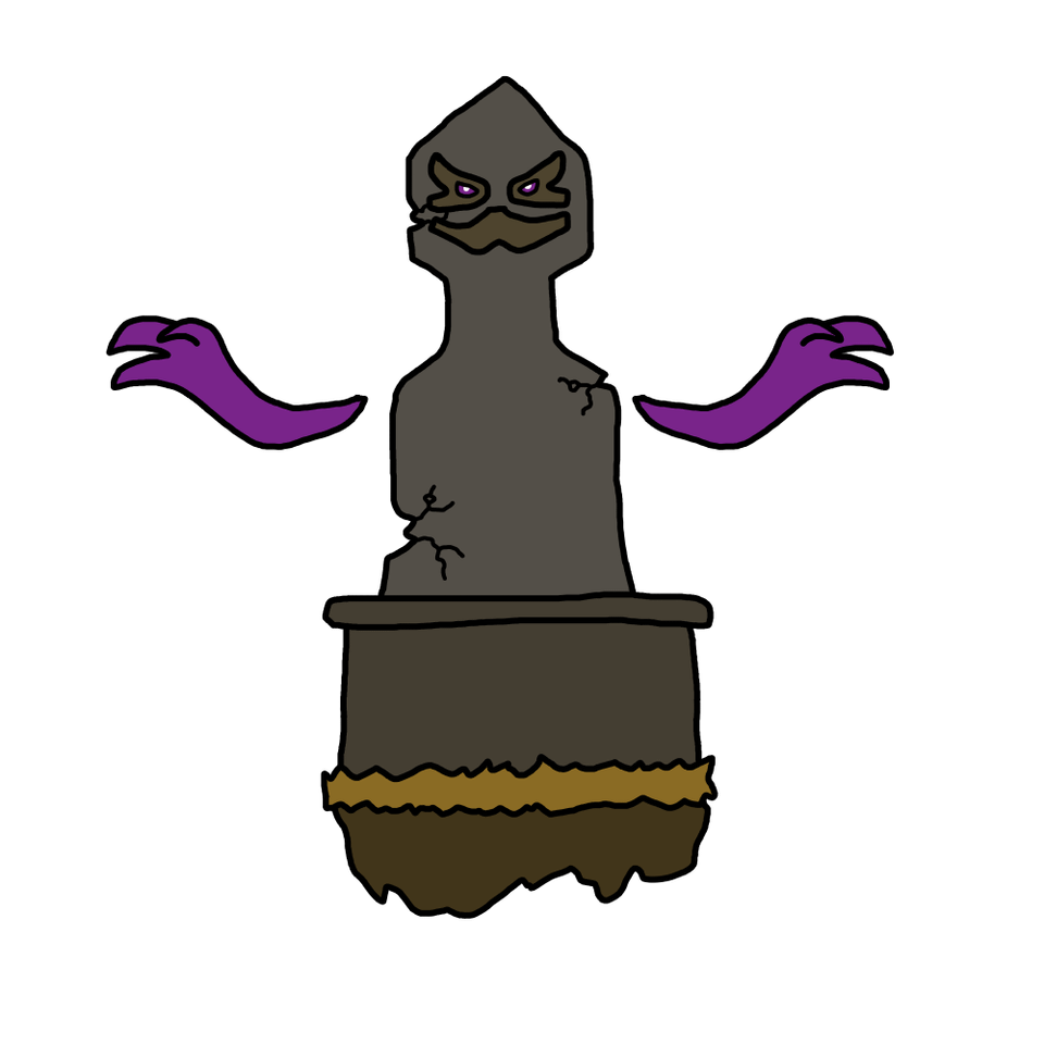 Monumourn, The Large Grave Pokemon (Ghost/Rock Type). Evolves from Gloomstone.