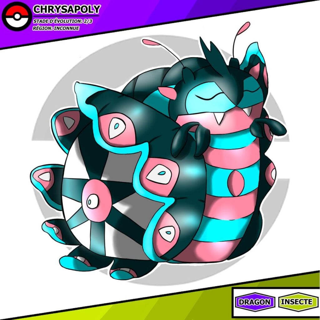 Meet Chrysapoly my first evolved Pokémon !
(February 2024) Do you approve the design ? ✌😁