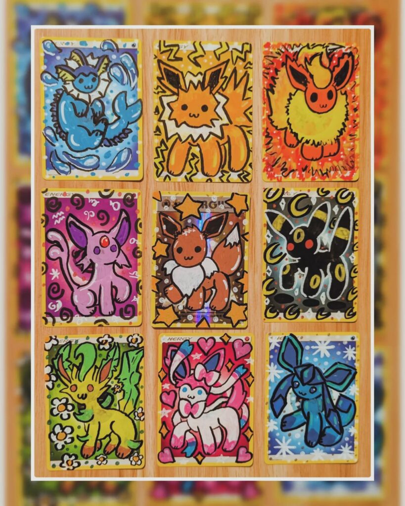 I doodle-painted all of the Eeveelutions