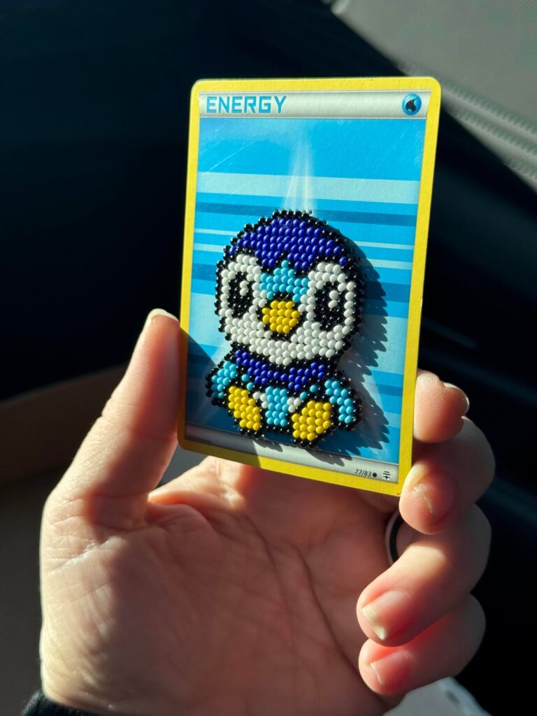 Hand Stitched Beaded Pokemon Energy Card