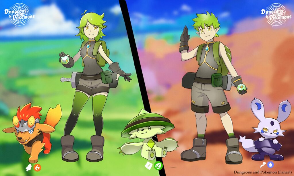 Dungeons and Pokemon, Characters and Fakemon based on medieval fantasy RPG