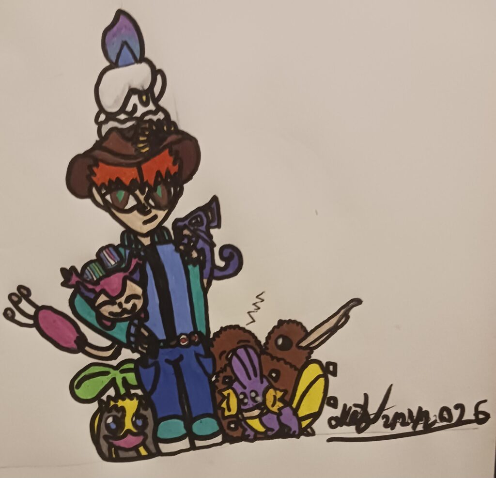 I finished my drawings of myself as a pokemon trainer