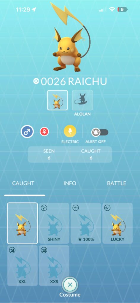 Raichu Alolan catch or evo
