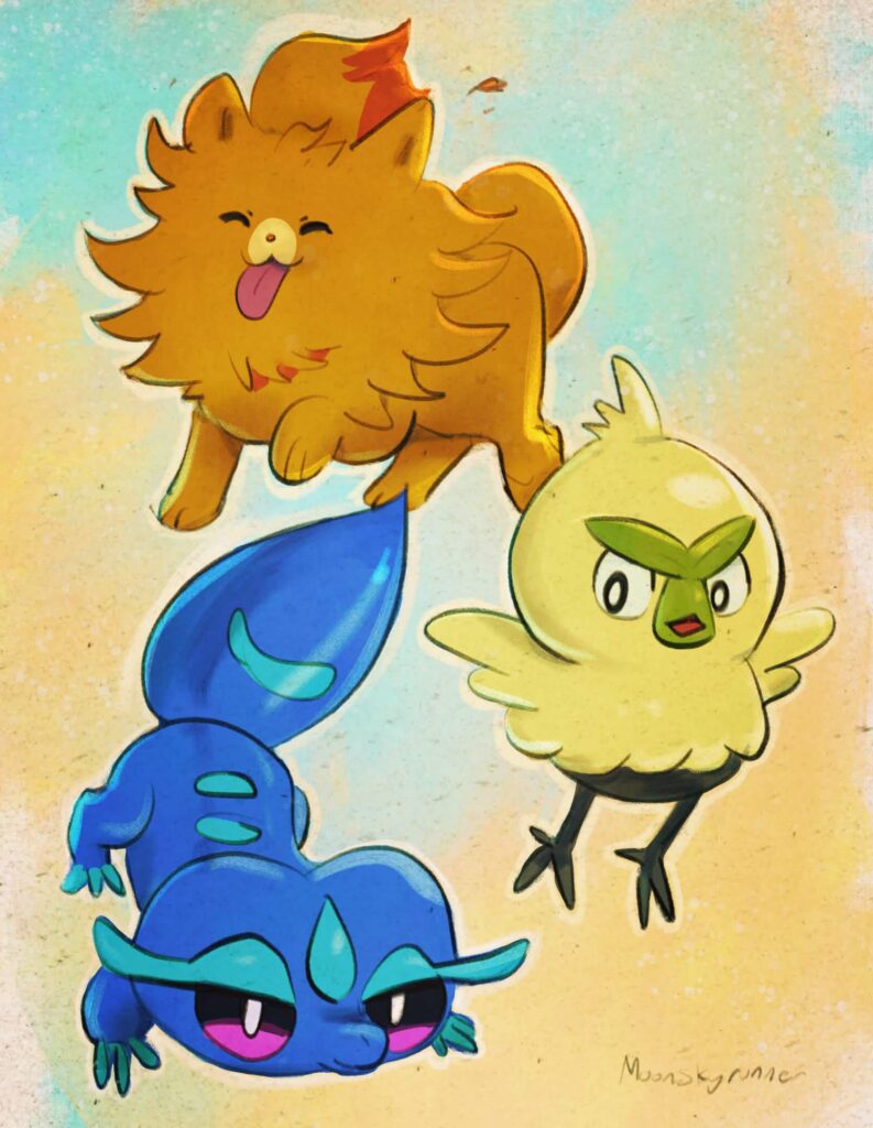 I drew the new starter pokemon! [OC]