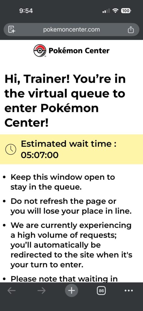 Pokemon Center Queue…