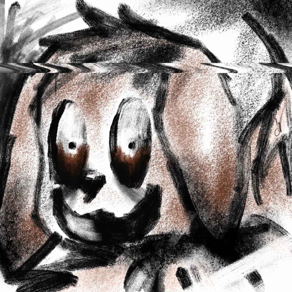 Creepy art of Eevee I made quickly for an assignment [Lilys_Mel0dy]