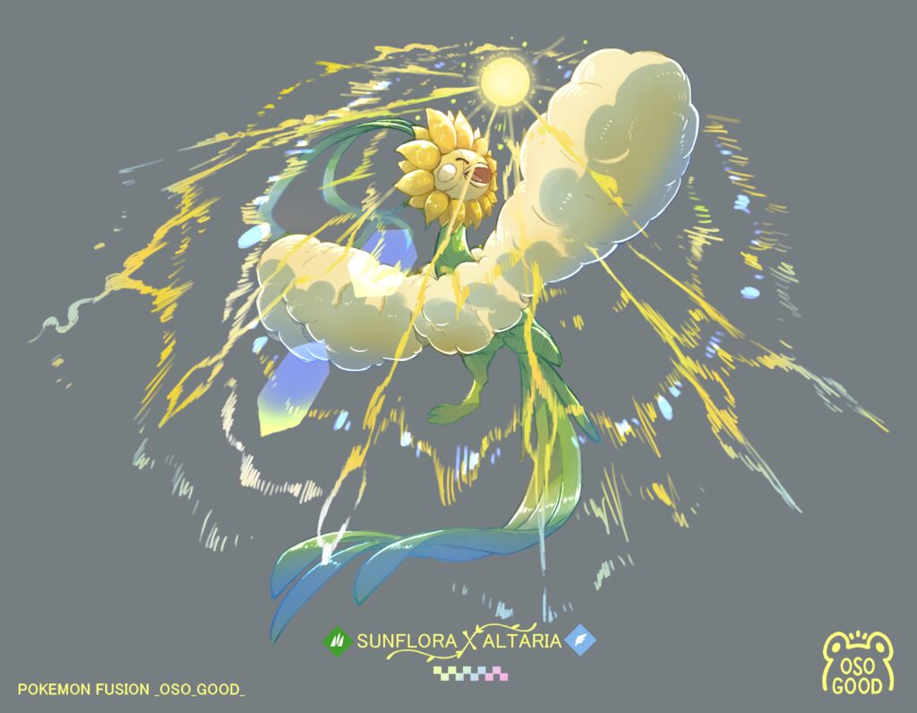 [OC] Pokémon fusion Sunflora X Altaria