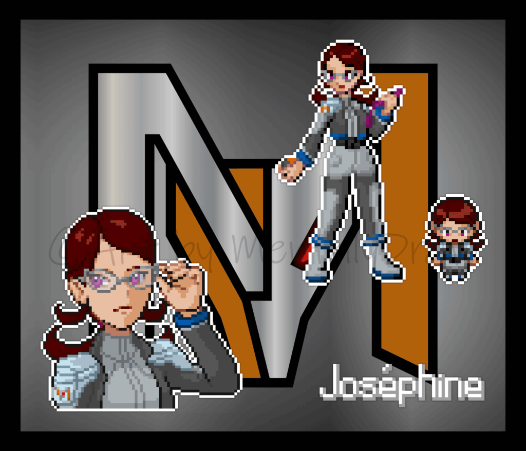 [OC] Pokemon B&W 2 style sprites - Mecha's Team lieutenant Joséphine
