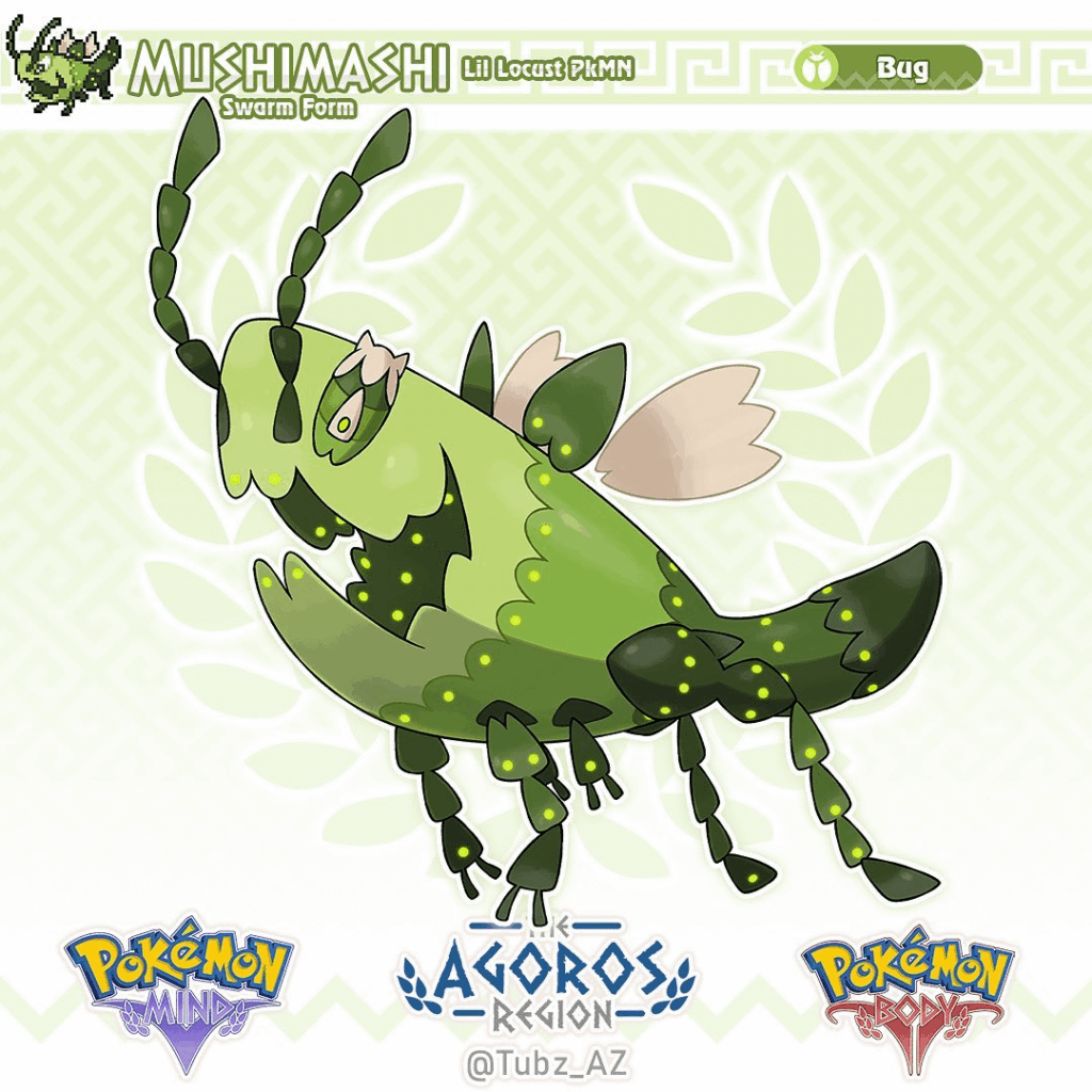 Mushimashi the Lil Locust Pokemon by tubz_az