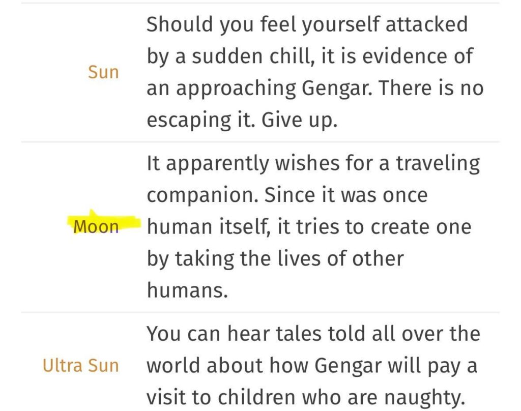 Pokemon has so many toxic story possibilities. This Gengar entry implies when it kills a human, it turns the human into a Gengar.