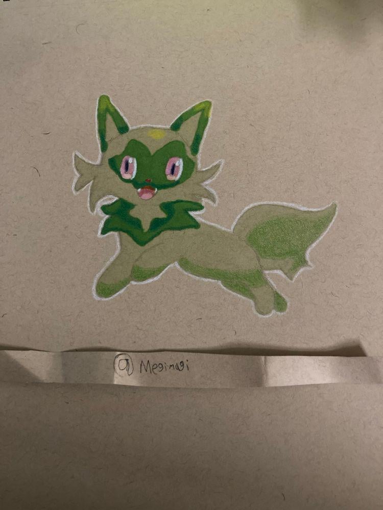 sprigatito marker and color pencil art.