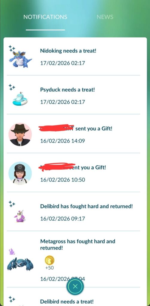 Pokémon returning from Power Spots should appear in the notification in-tray