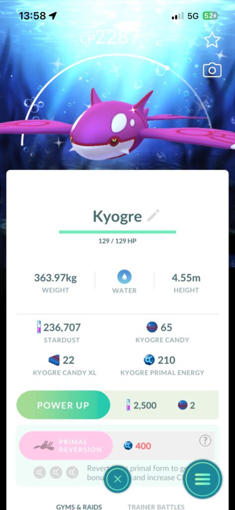 My first Kyogre of the day!