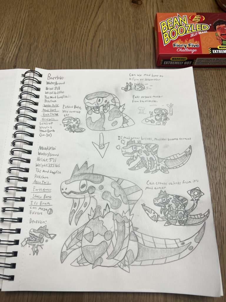 Mud Engineers, Barrlodo and Mudipnoi. Water/Ground Type Fakemon based on Mud & the South American Lungfish.