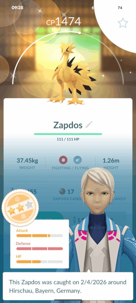 I can't believe it. I found a shiny Zapdos