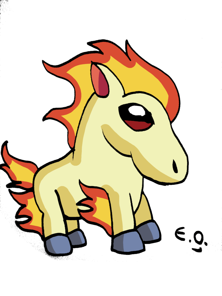 [OC] My drawing of Ponyta (Lunar New Year special)