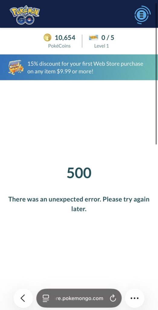 Getting “500” error after logging in web store