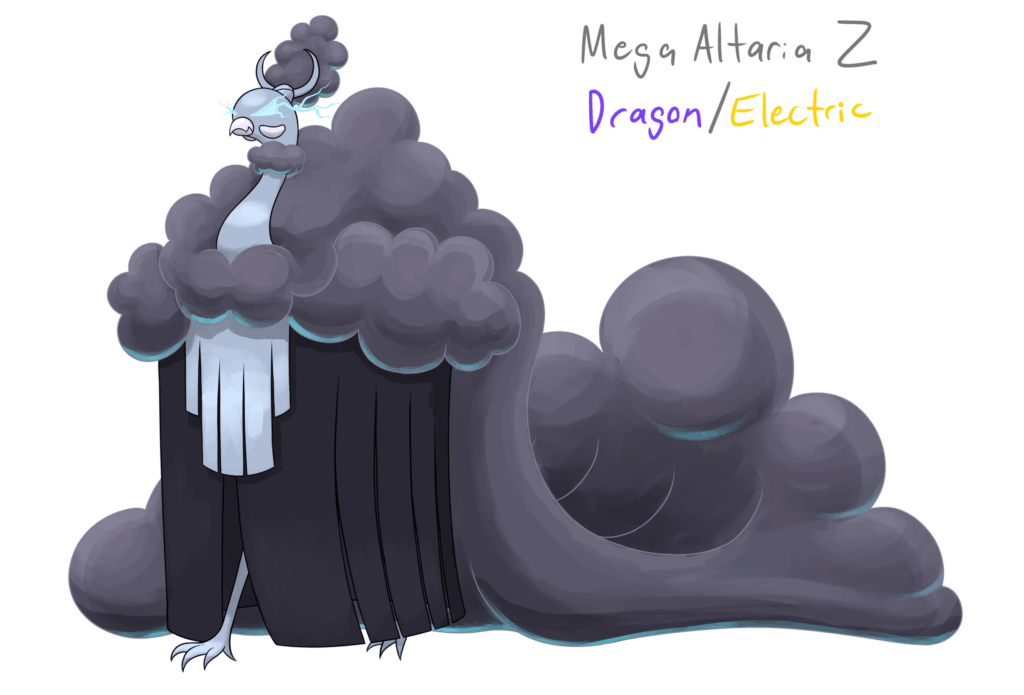 Had this idea as a counterpart to regular Mega Altaria, going evil stepmom instead of loving caregiver
