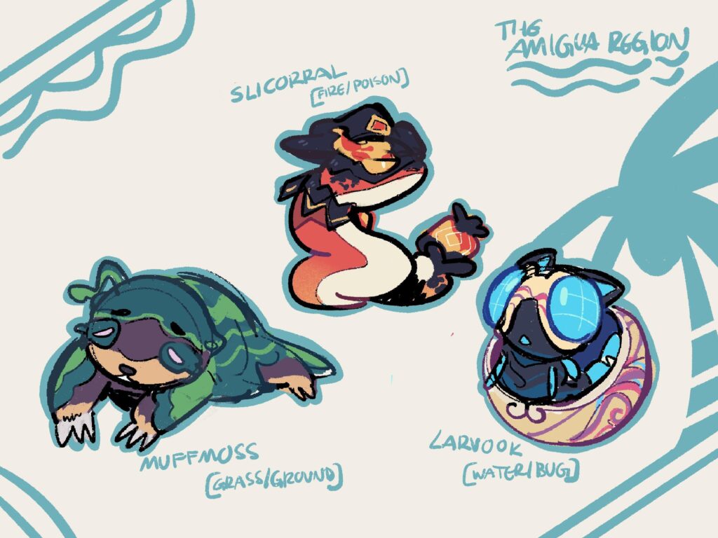 posting my starter fakemon bc its almost pokemon day!