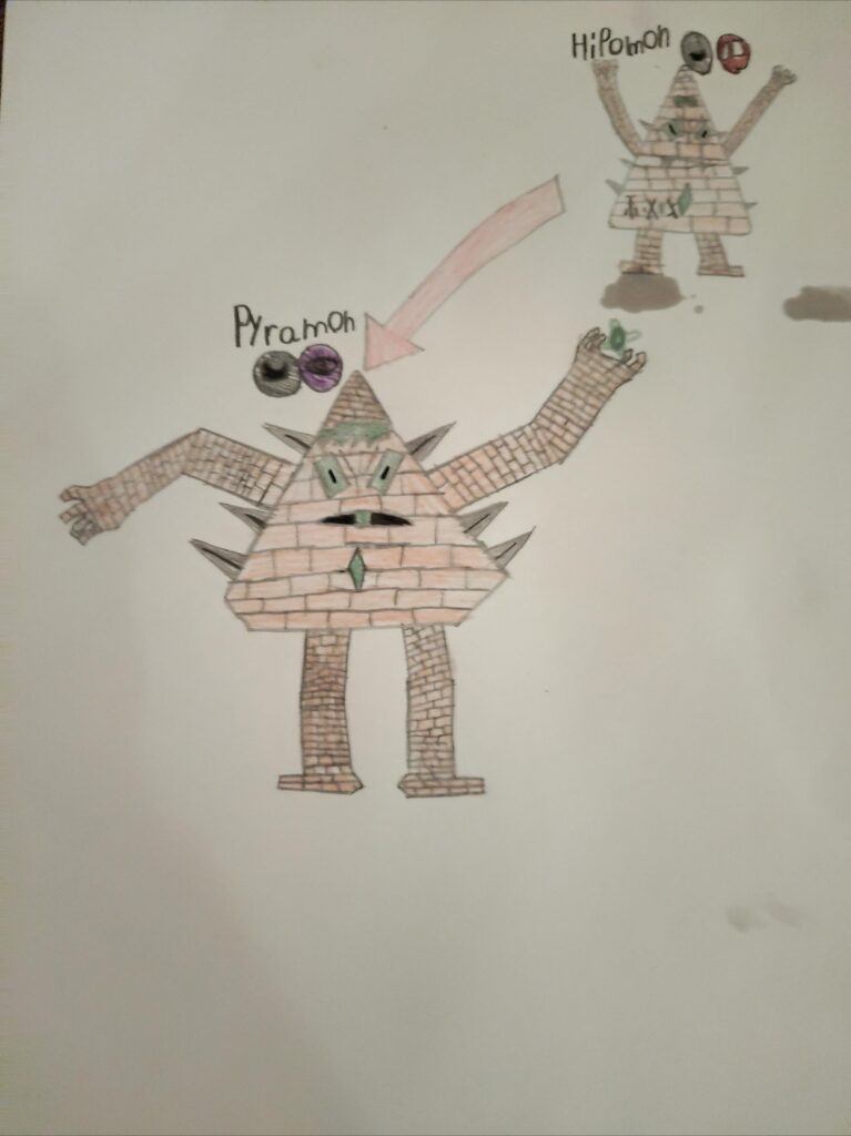 My son at nine drew these. He is more interested in fakemon than realmon :)