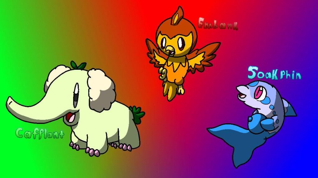 Pokemon Heaven and Earth starters comissioned by YingYangHeart