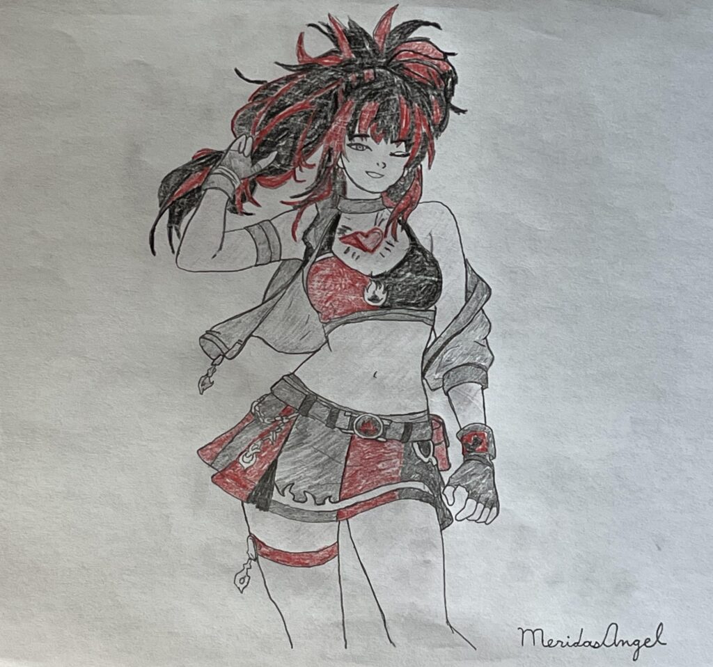 I Drew My Friend as a Fire-Type Gym Leader [OC]